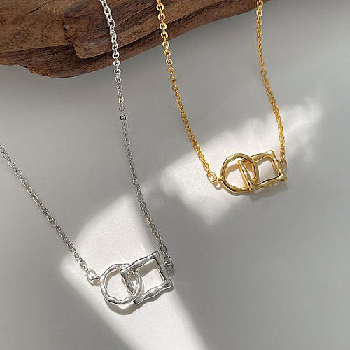 Einfache Damen-Halskette mit geometrischem Kupferüberzug-Anhänger