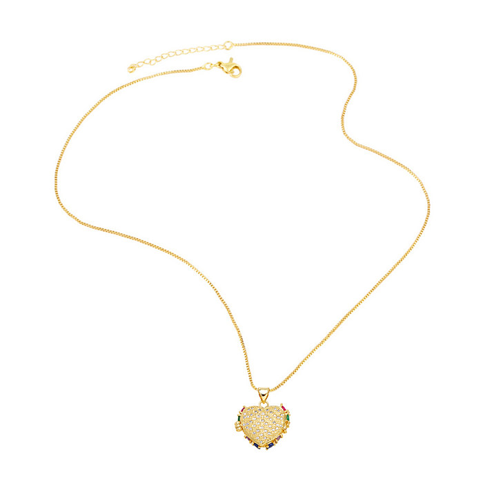 1 Piece Fashion Tortoise Four Leaf Clover Heart Shape Copper Plating Inlay Zircon Pendant Necklace