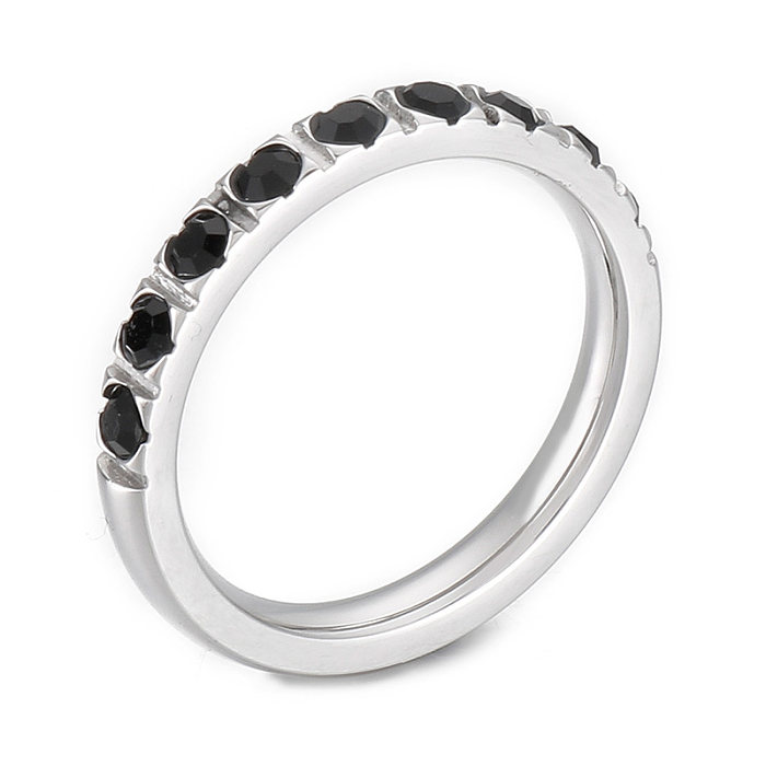 Anéis de strass de chapeamento de aço de titânio geométrico de estilo simples 1 peça