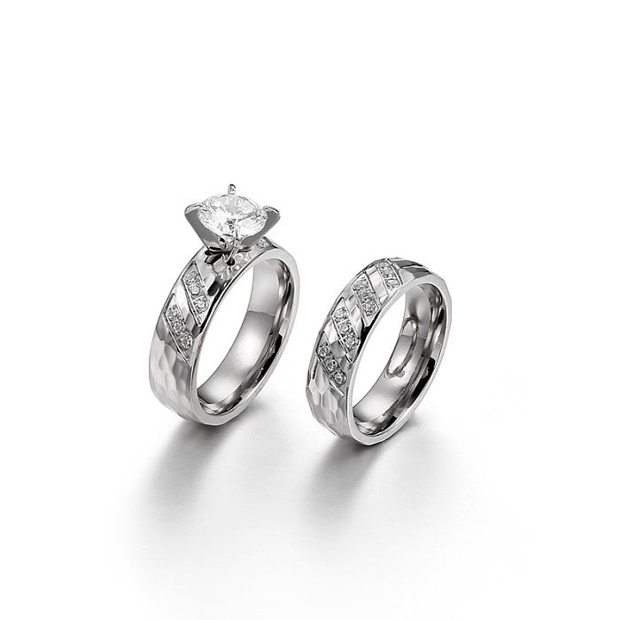 Neues einfaches Ringpaar aus Titanstahl, 18-Karat-Goldring, Diamantschmuck