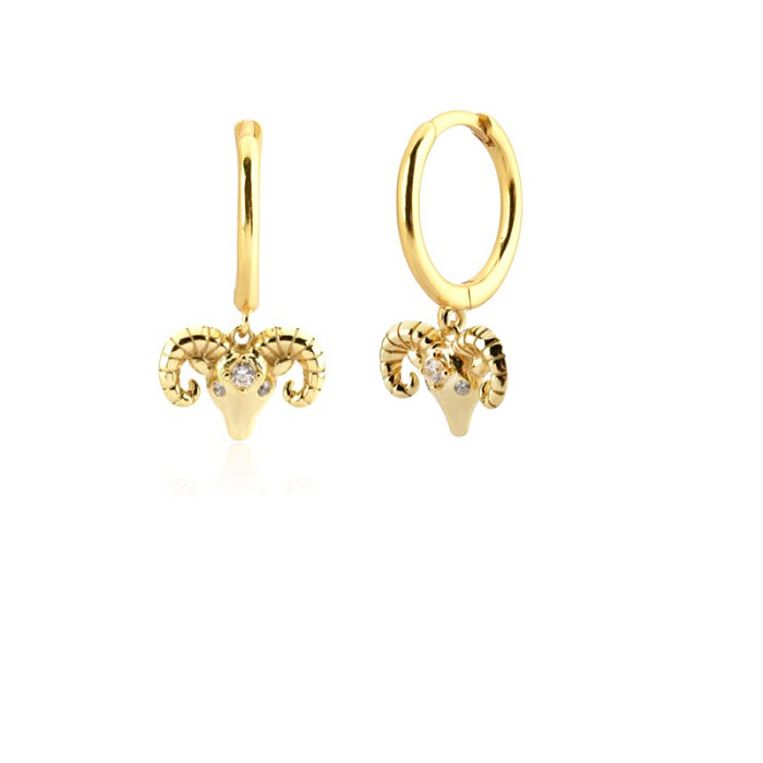 Boucles d'oreilles pendantes en Zircon, 1 paire, Style Simple, placage de cuivre, incrustation de Zircon