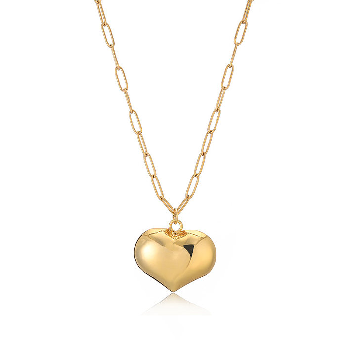 Casual Vintage Style Simple Style Heart Shape Copper Plating 18K Gold Plated Earrings Necklace