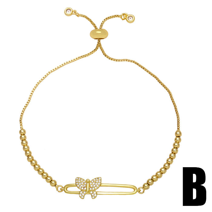 Simple Zircon-studded Butterfly Copper Bracelet Wholesale