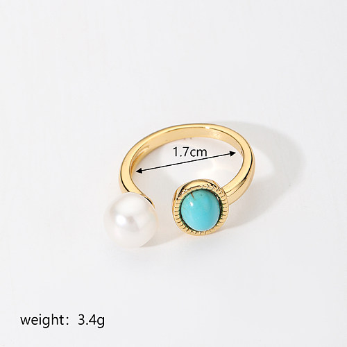 Commute Flower Copper Plating Inlay Resin 18K Gold Plated Open Rings