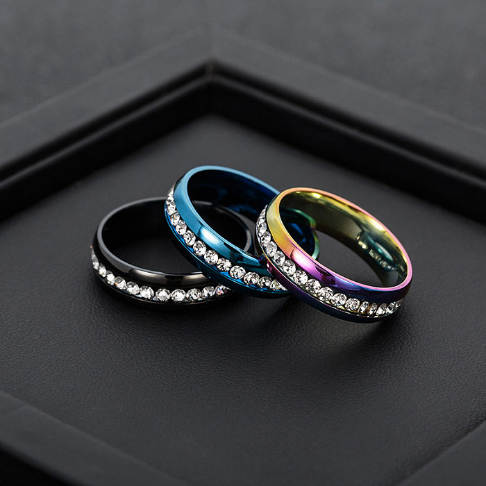 Fashion Single Row Diamond Stainless Steel Ring