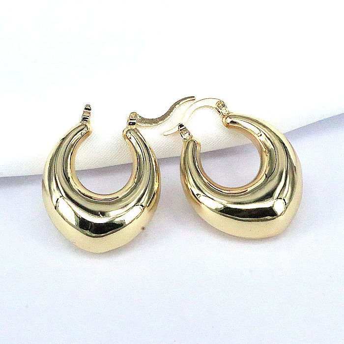 1 Pair Retro Solid Color Copper Plating Earrings