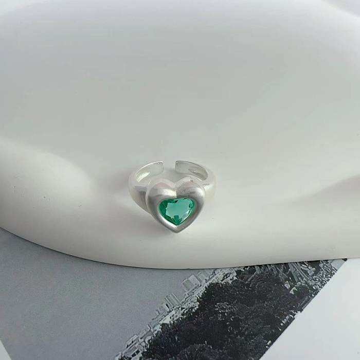Einfacher Stil, Herzform, Kupfer-Inlay, Zirkon-Damen-Ring-Ohrringe