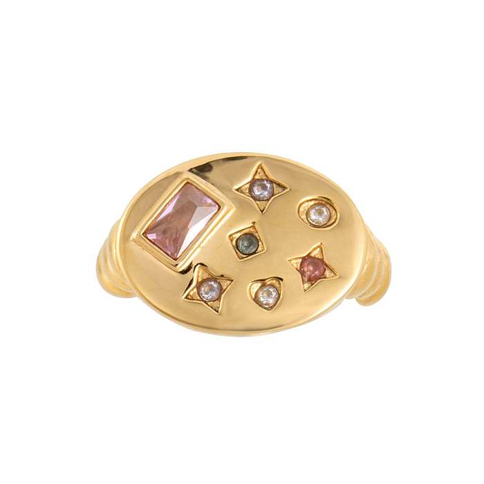 Hip-Hop Exaggerated Star Copper Plating Inlay Zircon 18K Gold Plated Rings