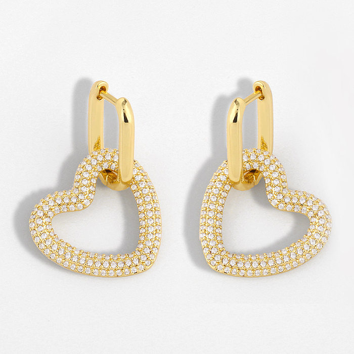 Novo geométrico duplo anel de bloqueio brincos diamante simples retro hip hop brincos atacado jóias