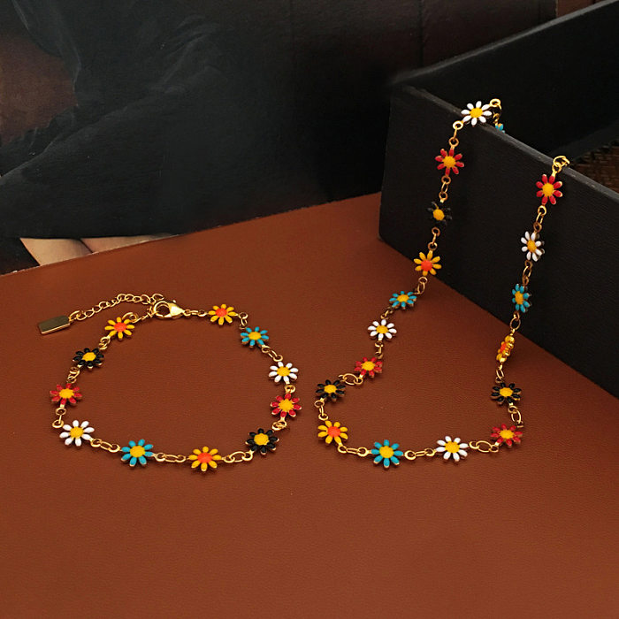 Colar dos braceletes das mulheres do chapeamento de cobre da flor do estilo clássico