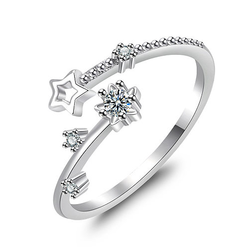 Eleganter offener Damen-Ring im einfachen Stil mit Sternverkupferung und Inlay-Zirkon