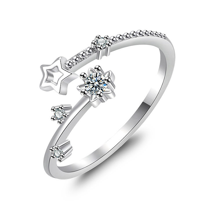 Eleganter offener Damen-Ring im einfachen Stil mit Sternverkupferung und Inlay-Zirkon