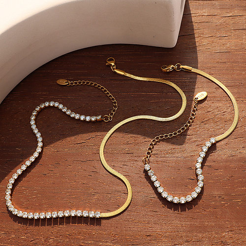 Damen-Halskette mit Titan-Stahl-Zirkon-Armbändern