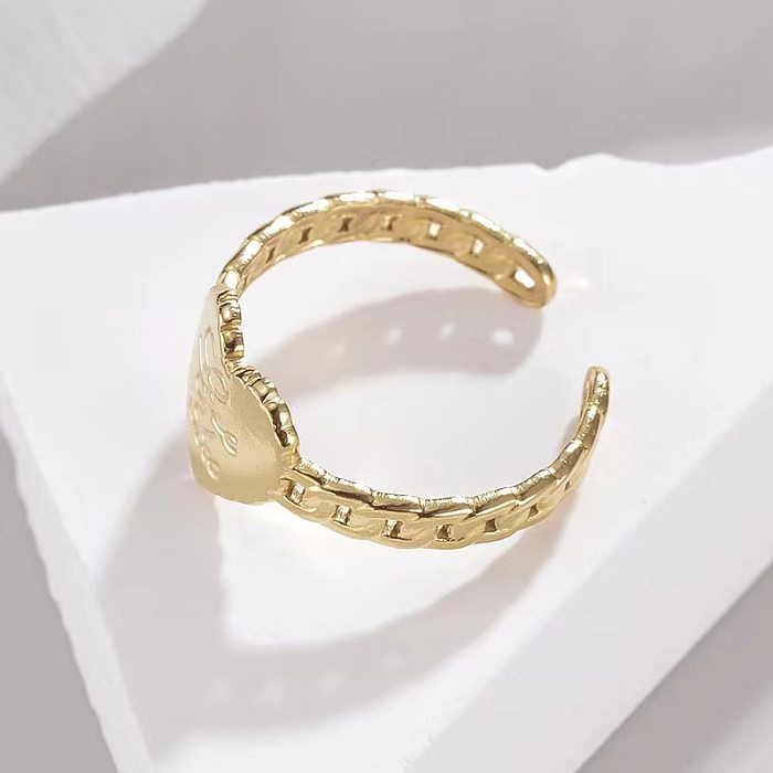IG Style Simple Style Love Heart Shape Stainless Steel Plating Open Rings