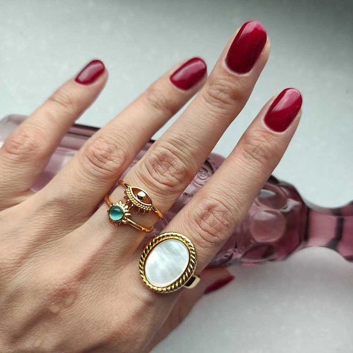Anéis abertos de opala com revestimento de cobre geométrico Lady Streetwear