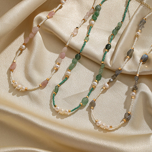 Schlichter Stil, klassische Halskette mit runden Kupferperlen