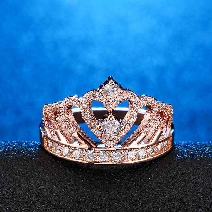 Anneaux de cuivre de couronne de mode Bracelets de cuivre de zircon de diamant