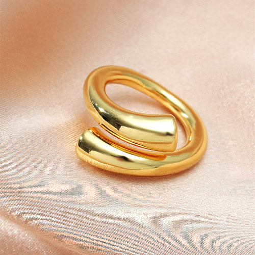 INS Style Casual Solid Color Copper Plating 18K Gold Plated Open Ring