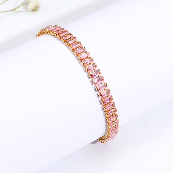 Sweet Color Block Copper Inlay Zircon Bracelets