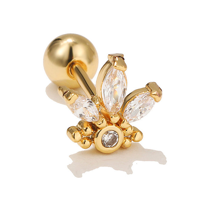 Fashion Butterfly Copper Inlay Zircon Ear Studs 1 Piece