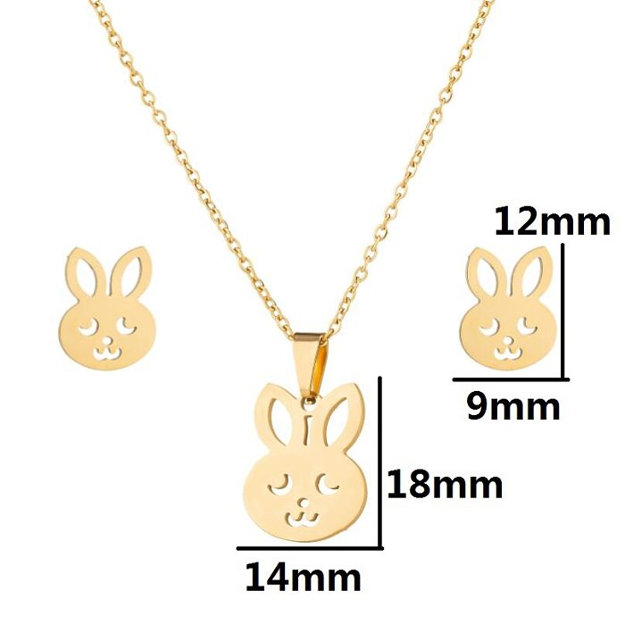 1 Set Fashion Animal Star Heart Shape Stainless Steel Titanium Steel Plating Hollow Out Jewelry Set