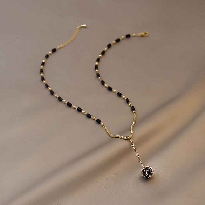 Collier pendentif en perles de cuivre et cristal artificiel Lady Ball