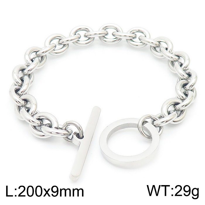 Ensemble de bracelets et colliers à placage géométrique en acier inoxydable, à la mode, 1 ensemble