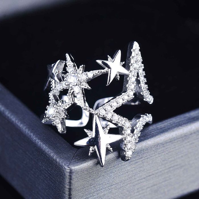 Bague pentagramme originale de créateur de Niche, ornement personnalisé assorti, Style Hipster, anneau ouvert en Zircon