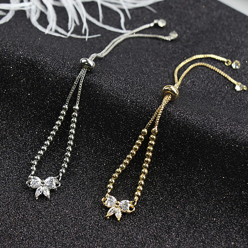 Bracelets plaqués argent et Zircon avec incrustation de perles en cuivre et papillon doux de Style IG