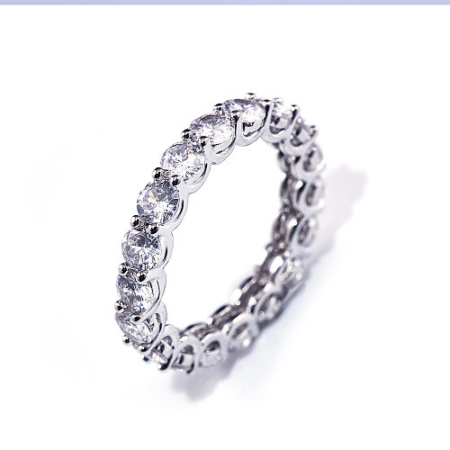 1 Piece Simple Style Geometric Copper Inlaid Zircon Rings
