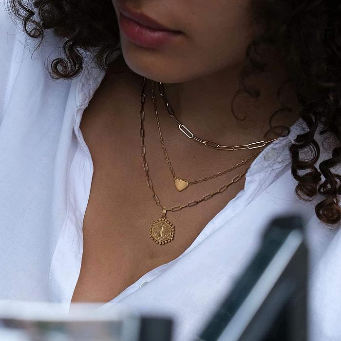 Simple Style Letter Copper Plating 14K Gold Plated Layered Necklaces
