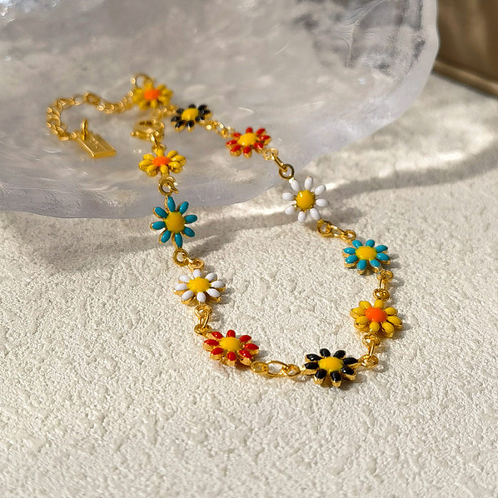 1 Stück Damen-Armband-Halskette mit pastoraler Blumenverkupferung