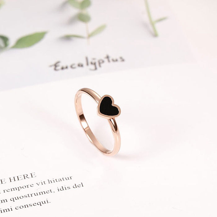 Simple Style Round Heart Shape Butterfly Titanium Steel Plating Inlay Zircon Rings 1 Piece