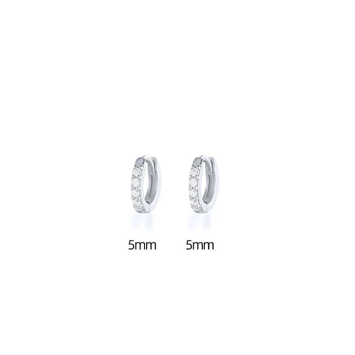Neue Ohr Schnalle Koreanische Einfache Reihe Zirkon Ohrringe Weibliche Runde Kleine Kupfer Ohr Nägel