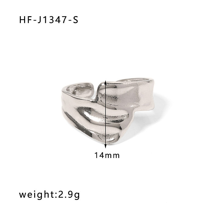 IG Style Simple Style Heart Shape Solid Color Snake Stainless Steel Open Ring In Bulk