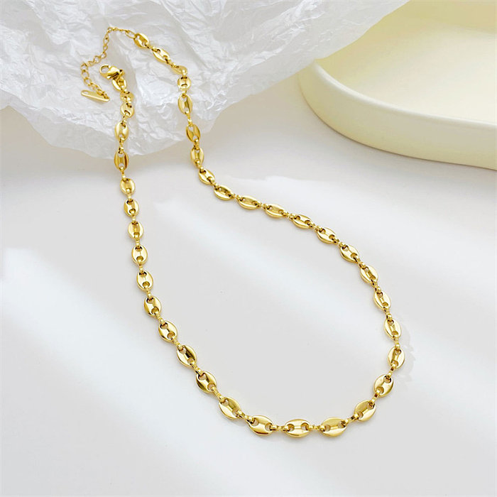 Simple Style Pig Nose Stainless Steel Plating Gold Plated Bracelets Necklace