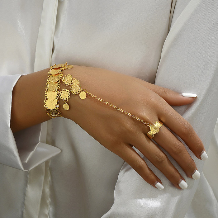 Casual Simple Style Coin Copper Plating 18K Gold Plated Bracelets