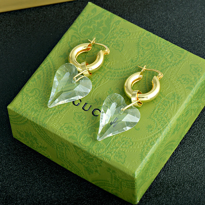 1 Pair Simple Style Heart Shape Patchwork Copper Drop Earrings