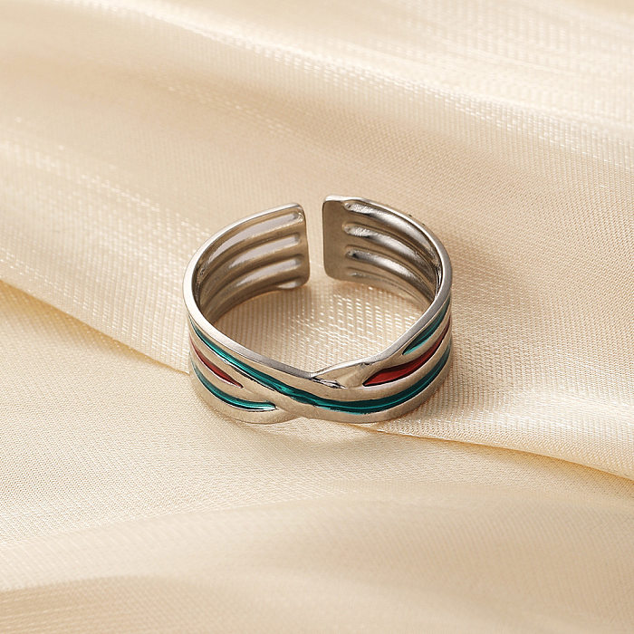 Offener Ring mit einfacher Linienführung aus Edelstahl mit Emaille-Beschichtung, 1 Stück