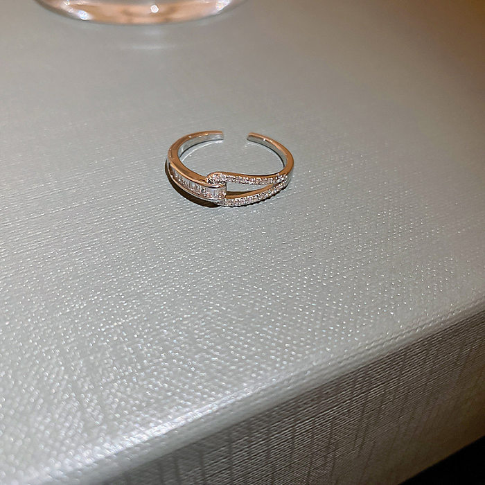 Clipe de papel da moda anel aberto de zircão embutido de cobre 1 peça