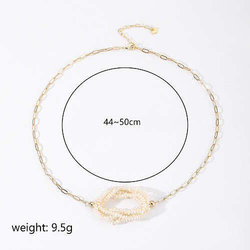 IG Style Oval Copper Beaded Pearl Necklace