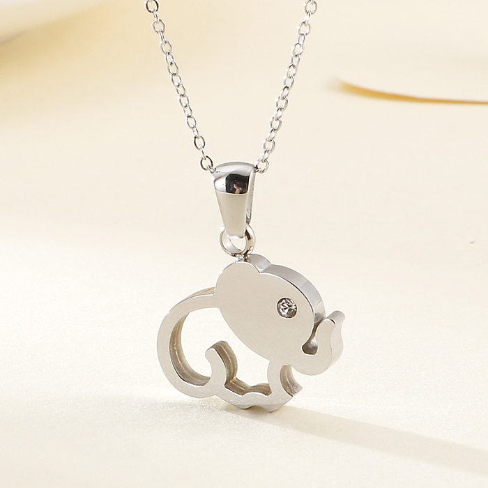 Einfaches, hohles Elefanten-Halsketten- und Ohrringe-Set aus Edelstahl im Großhandel