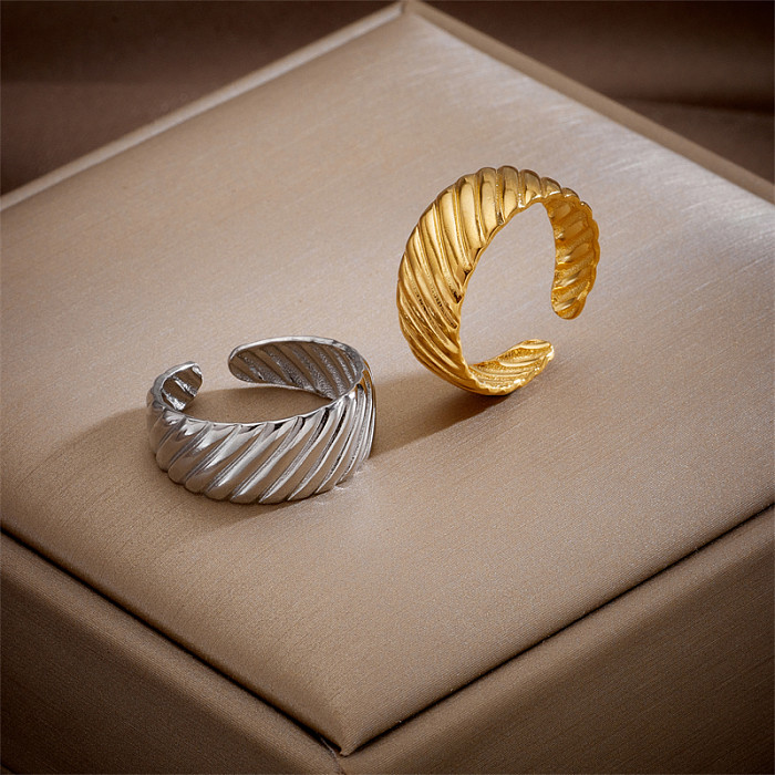 Simple Style Geometric Titanium Steel Open Ring Gold Plated Copper Rings