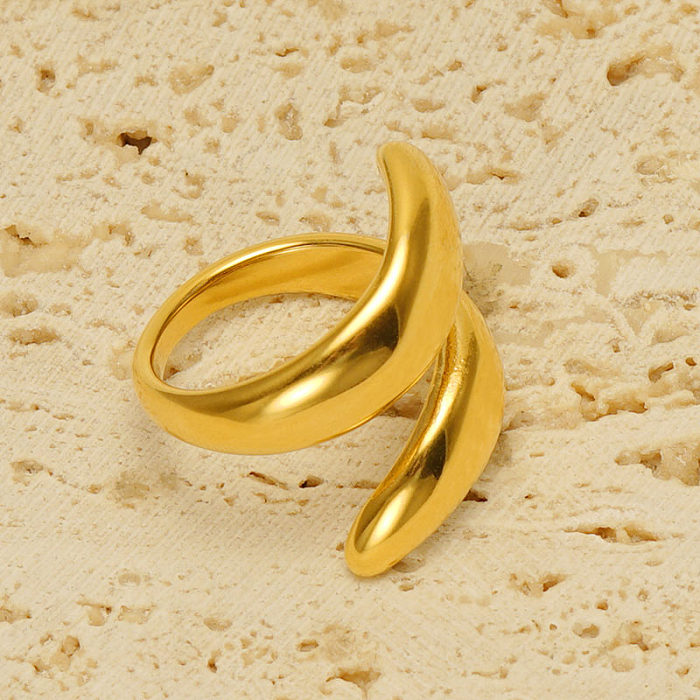 Retro Simple Style Solid Color Stainless Steel Plating 18K Gold Plated Rings