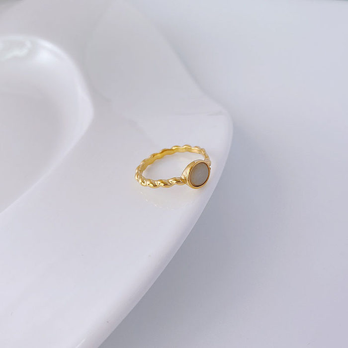 Wholesale Simple Style Round Titanium Steel Opal Rings