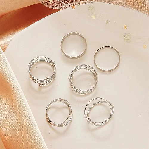Retro Punk Solid Color Copper Asymmetrical Criss Cross Plating Silver Plated Open Rings Rings