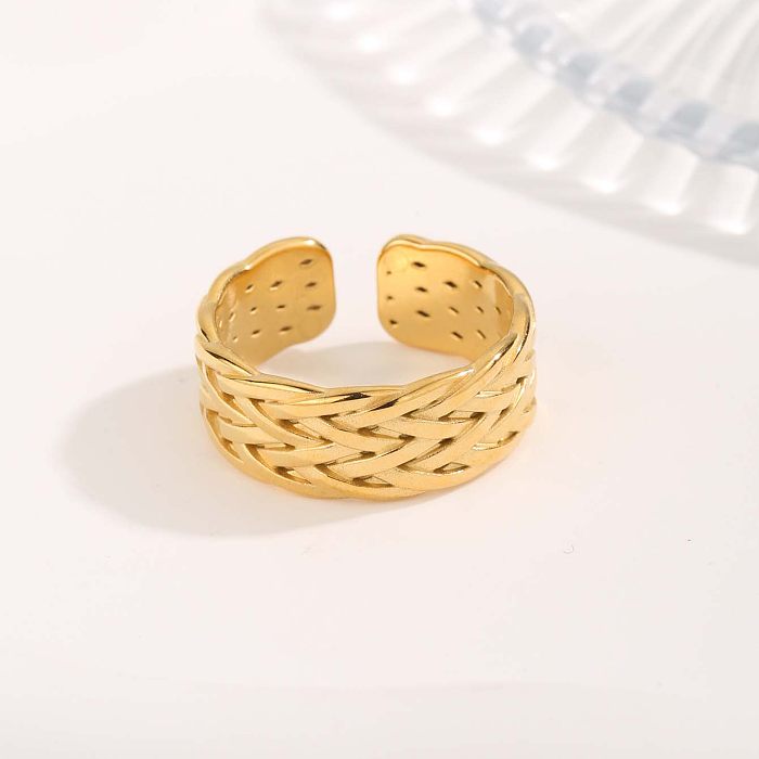 Simple Style Classic Style Geometric Titanium Steel Irregular Plating Hollow Out Gold Plated Open Rings