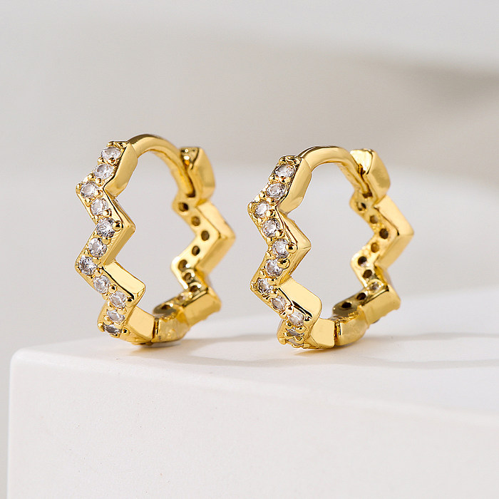 Fashion Irregular Circle Butterfly Wave Copper Plating 18K Gold Zircon Geometric Earrings