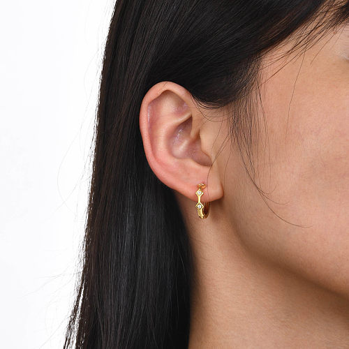 1 Pair Simple Style Rhombus Inlay Copper Zircon Earrings