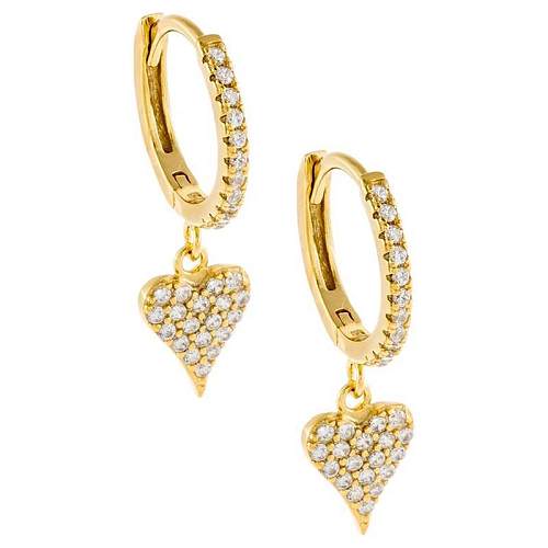 Bijoux en gros plein de diamants en forme de coeur mode longues boucles d'oreilles collier bijoux